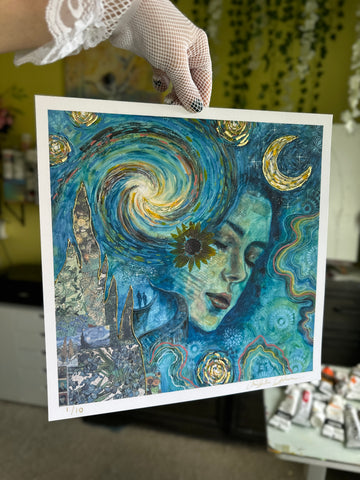 "Bridge To The Divine" LE Hand Embellished 24K Gold Leaf Print 12x12