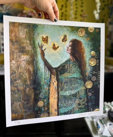 "Moss And Memory" LE Hand Embellished Signed Print 12x12