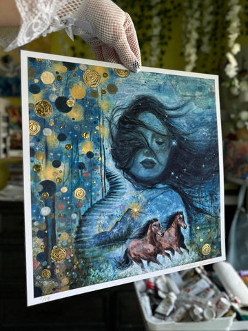 "Magic Hour" 24k Gold Hand Embellished LE 12x12 Signed Print