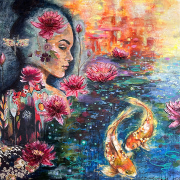 "Petal & Pulse" Original Mixed Media 24k Gold On 24x24 Canvas Signed