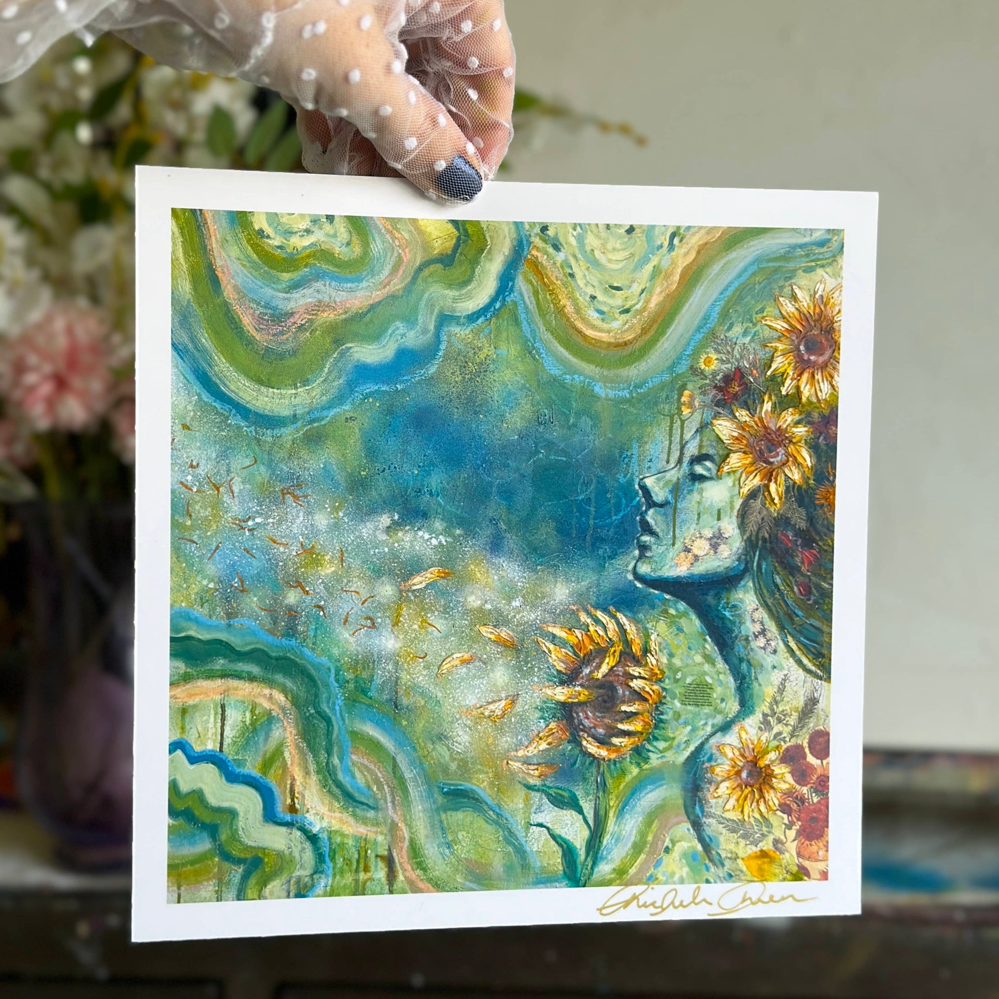 "Sunflower Dreams" Mini 8x8 Signed Print