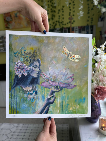 "Harmonic Unfolding" LE Hand Embellished Art Print 12x12