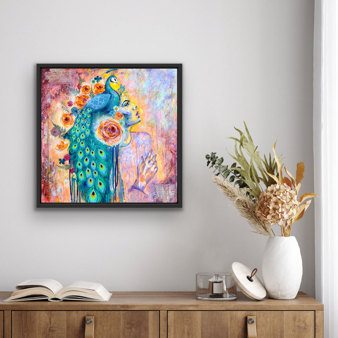 "Plumed Spirit" Hand Embellished Giclee Canvas Print Signed