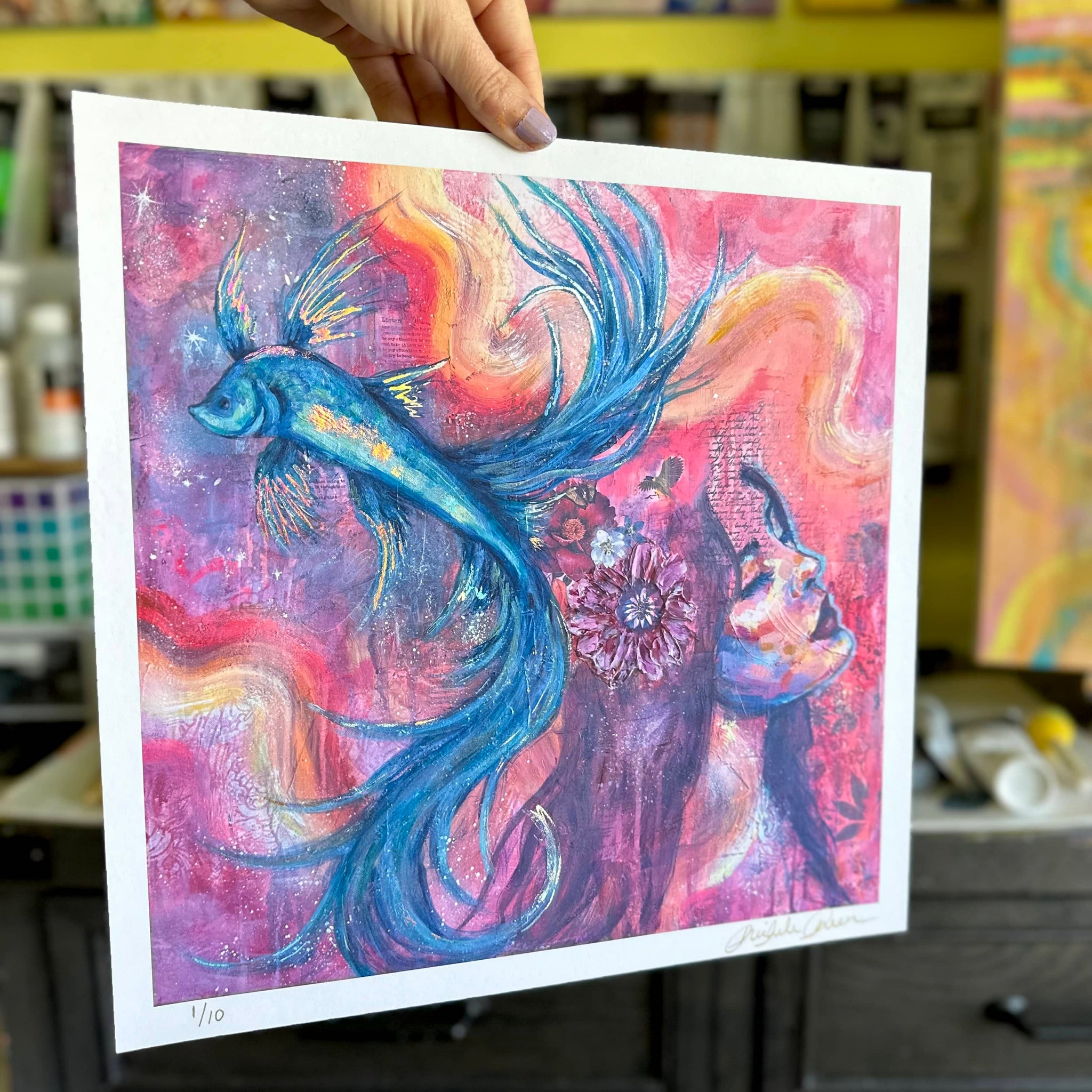 "Dream Weaver" Holographic Hand Embellished LE Print 12x12