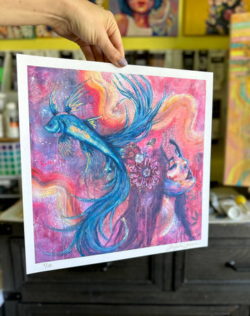 "Dream Weaver" Holographic Hand Embellished LE Print 12x12