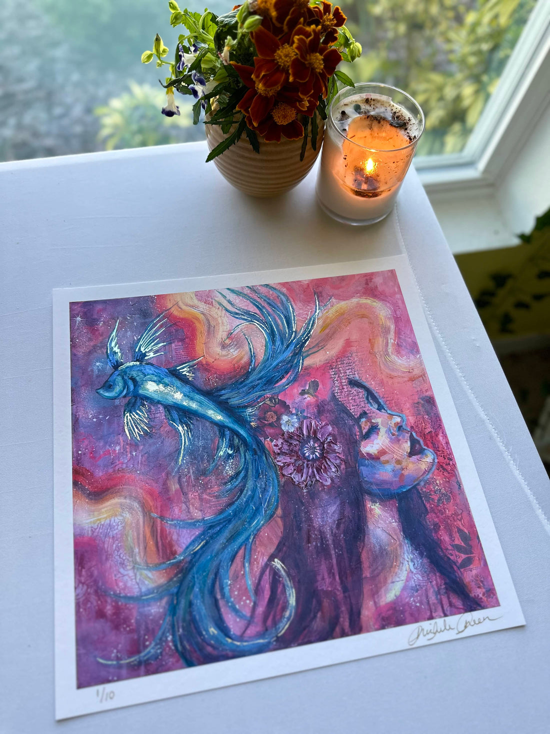 "Dream Weaver" Holographic Hand Embellished LE Print 12x12