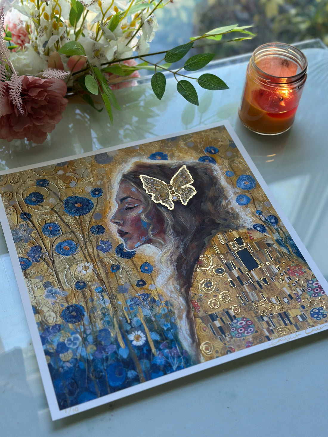 "Gilded Reverie" 24 K Gold Leaf Embellished LE Print 12x12