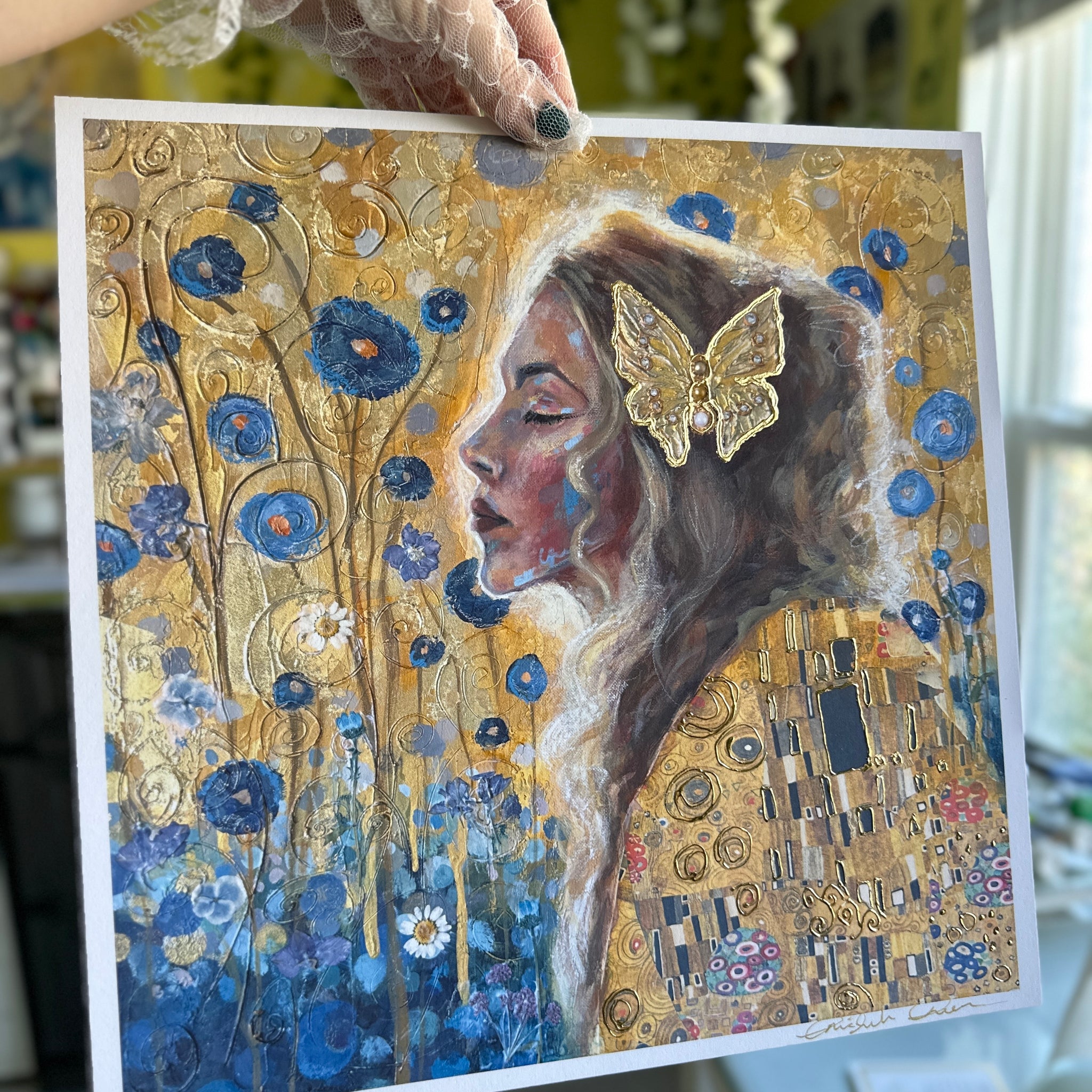 "Gilded Reverie" 24 K Gold Leaf Embellished LE Print 12x12