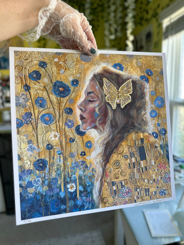 "Gilded Reverie" 24 K Gold Leaf Embellished LE Print 12x12