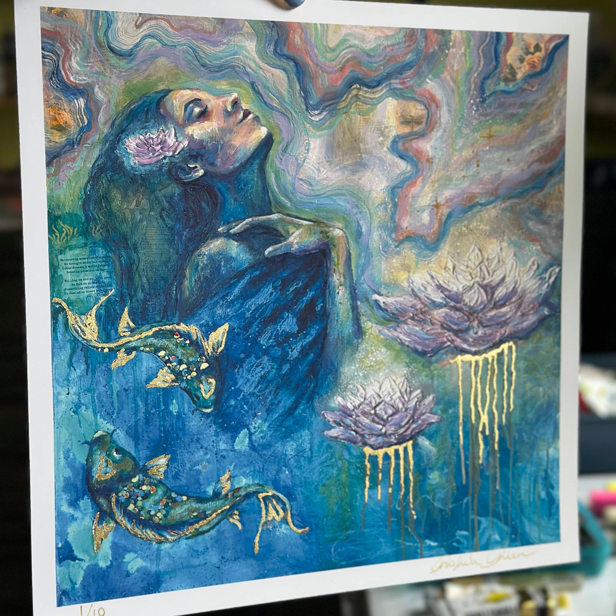 "Reminisce" Hand Embellished Limited Edition Signed Print 12x12
