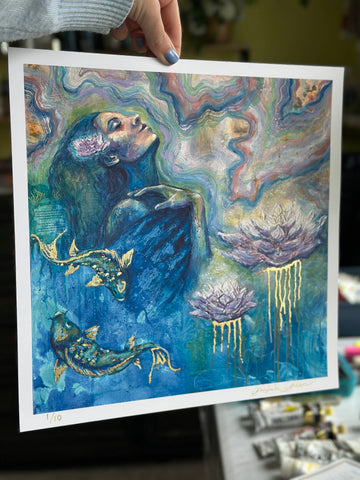 "Reminisce" Hand Embellished Limited Edition Signed Print 12x12