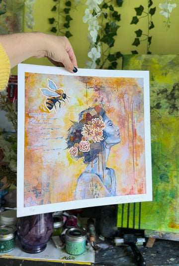 "Honey For Two" Hand Embellished LE Print 12x12
