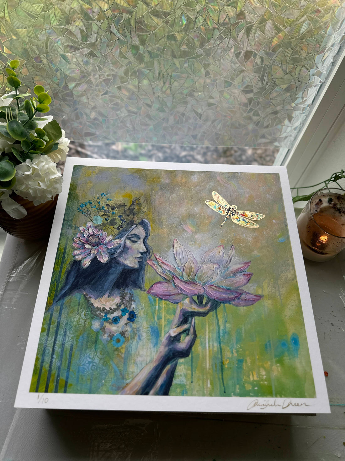 "Harmonic Unfolding" LE Hand Embellished Art Print 12x12