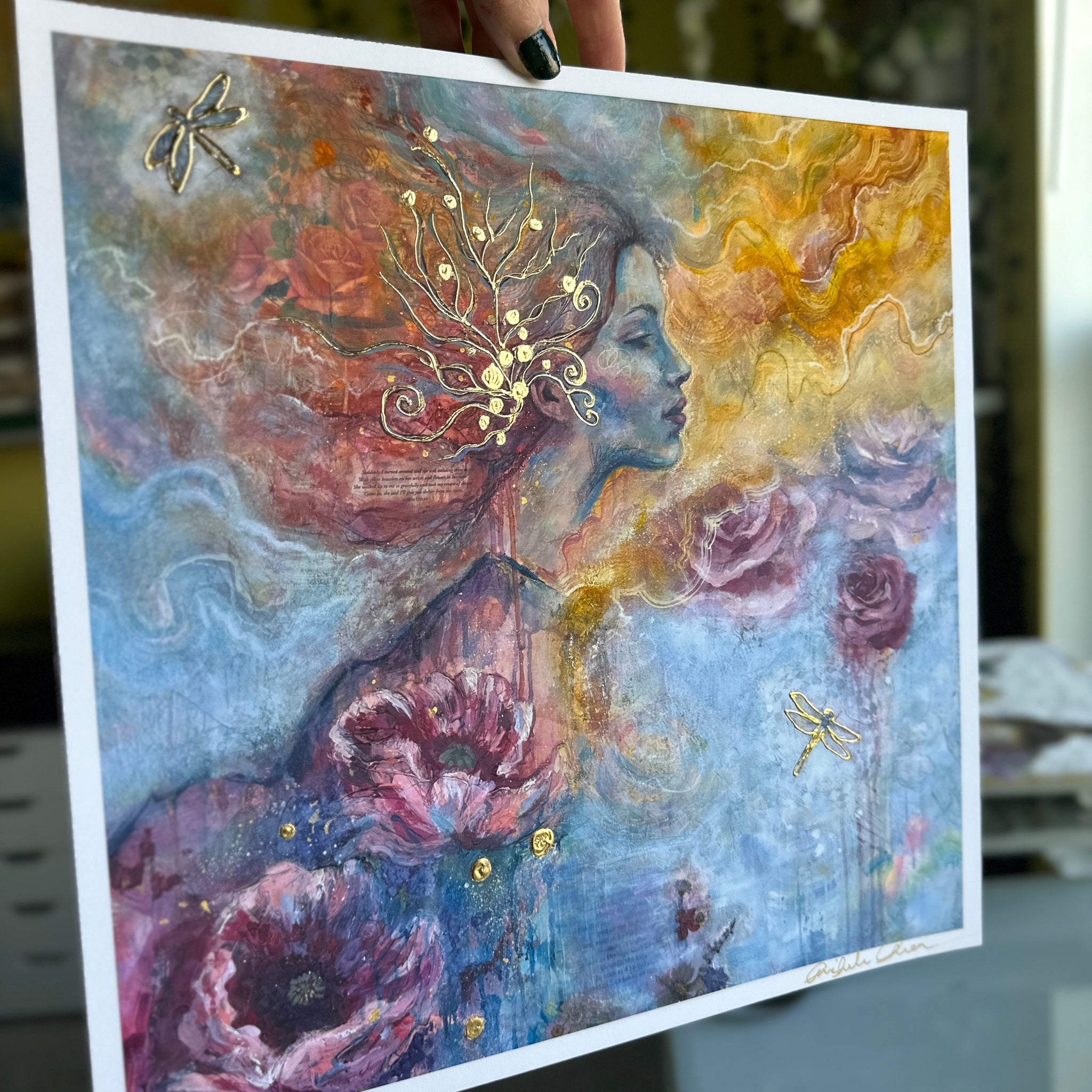 "Shelter From The Storm" Hand Embellished 24k Gold Limited Edition Print 12x12 Signed