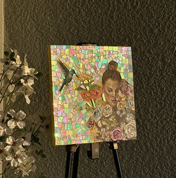 "Nectar to the Spirit" Mosaic Mixed Media on 16x16 Canvas