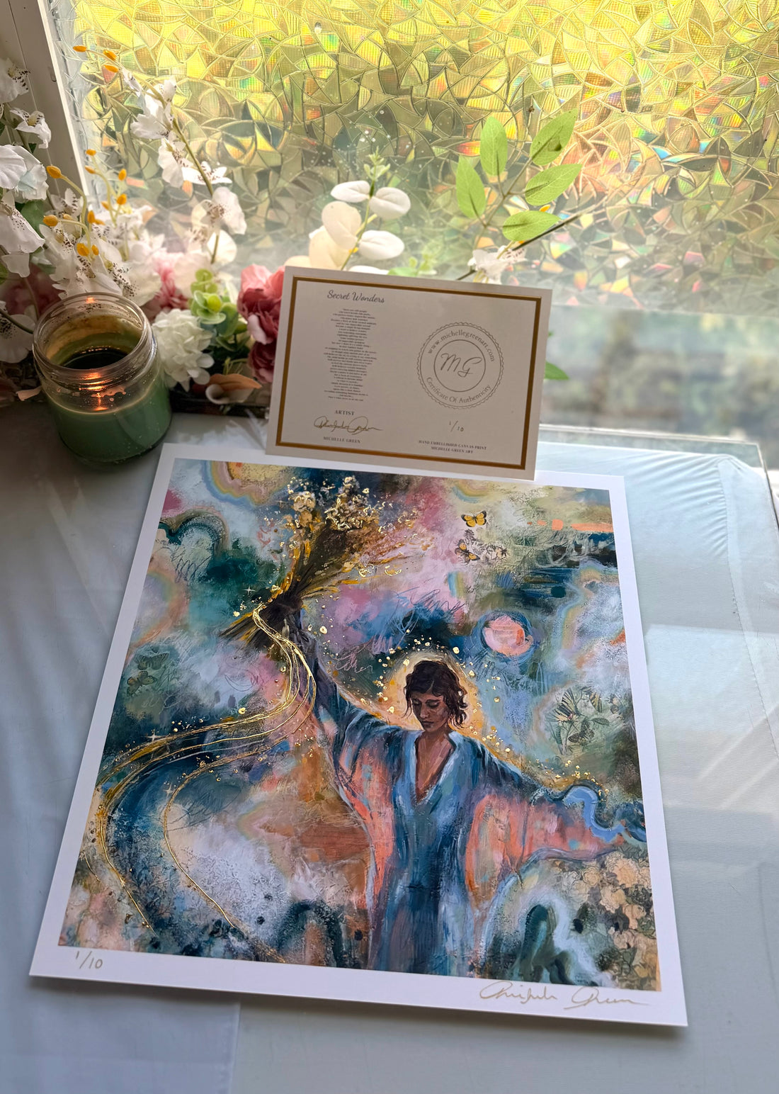 "Secret Wonders" Real 24k Gold Hand Embellished LE Print 12x12