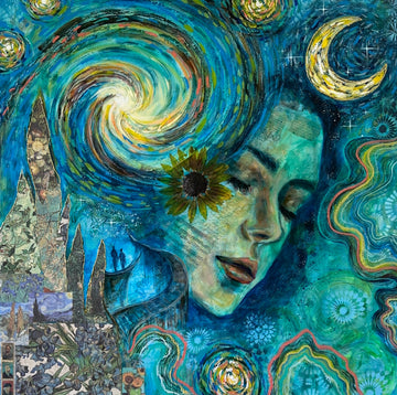 "Bridge To The Divine" Original Mixed Media 24K Gold Leaf 30x30 Canvas