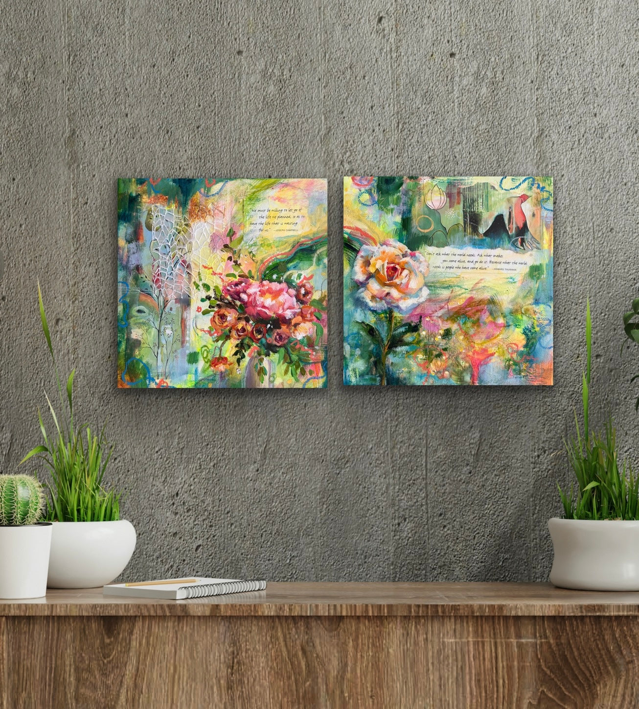 "The Soul's Remedy" Original 2 piece diptych Painting on cotton canvas
