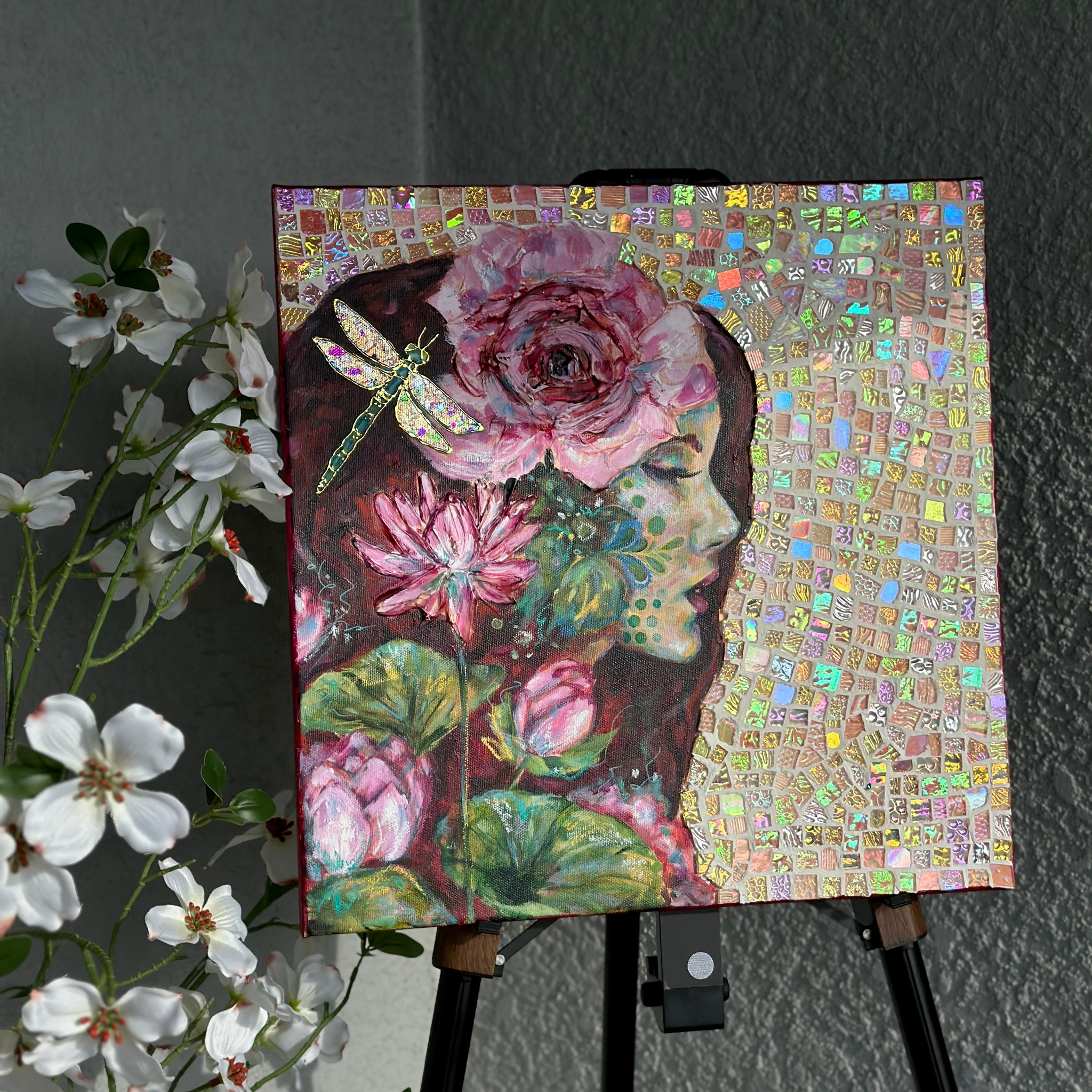 "Luminescent Dreams" Original Mosaic Mixed Media 16x16