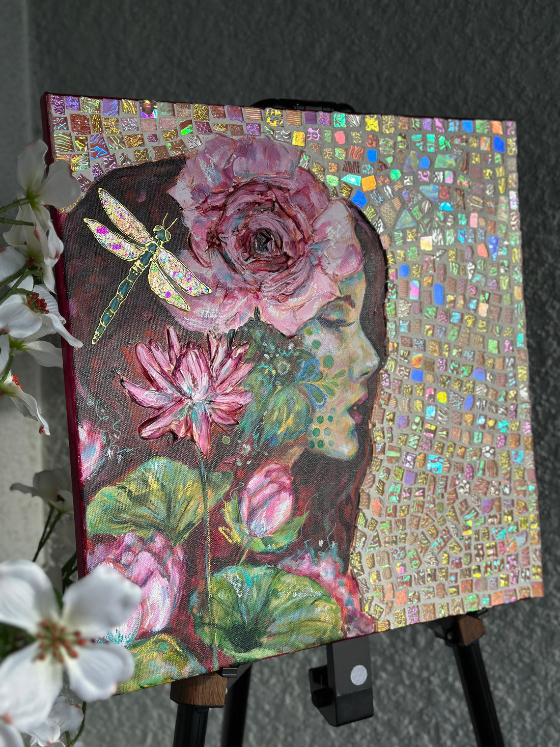 "Luminescent Dreams" Original Mosaic Mixed Media 16x16
