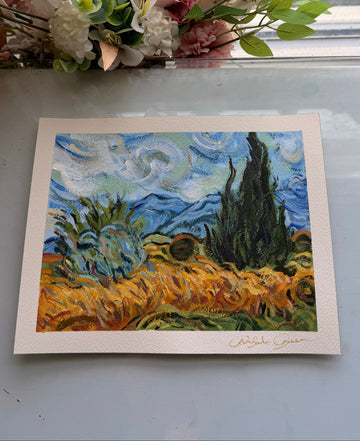 Acrylic Van Gogh Landscape Study on 8x10 Arches Watercolor Paper