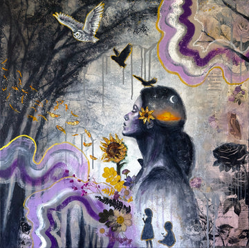 "Woman Heart Spirit" Hand Embellished Signed Canvas Print