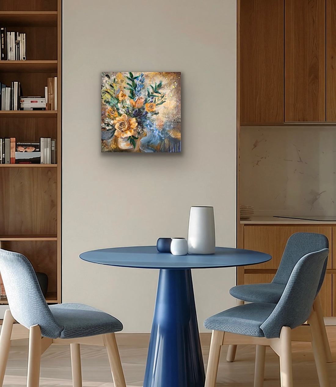 "Momentary Bliss" Original Floral Mixed Media on 20x20 Canvas