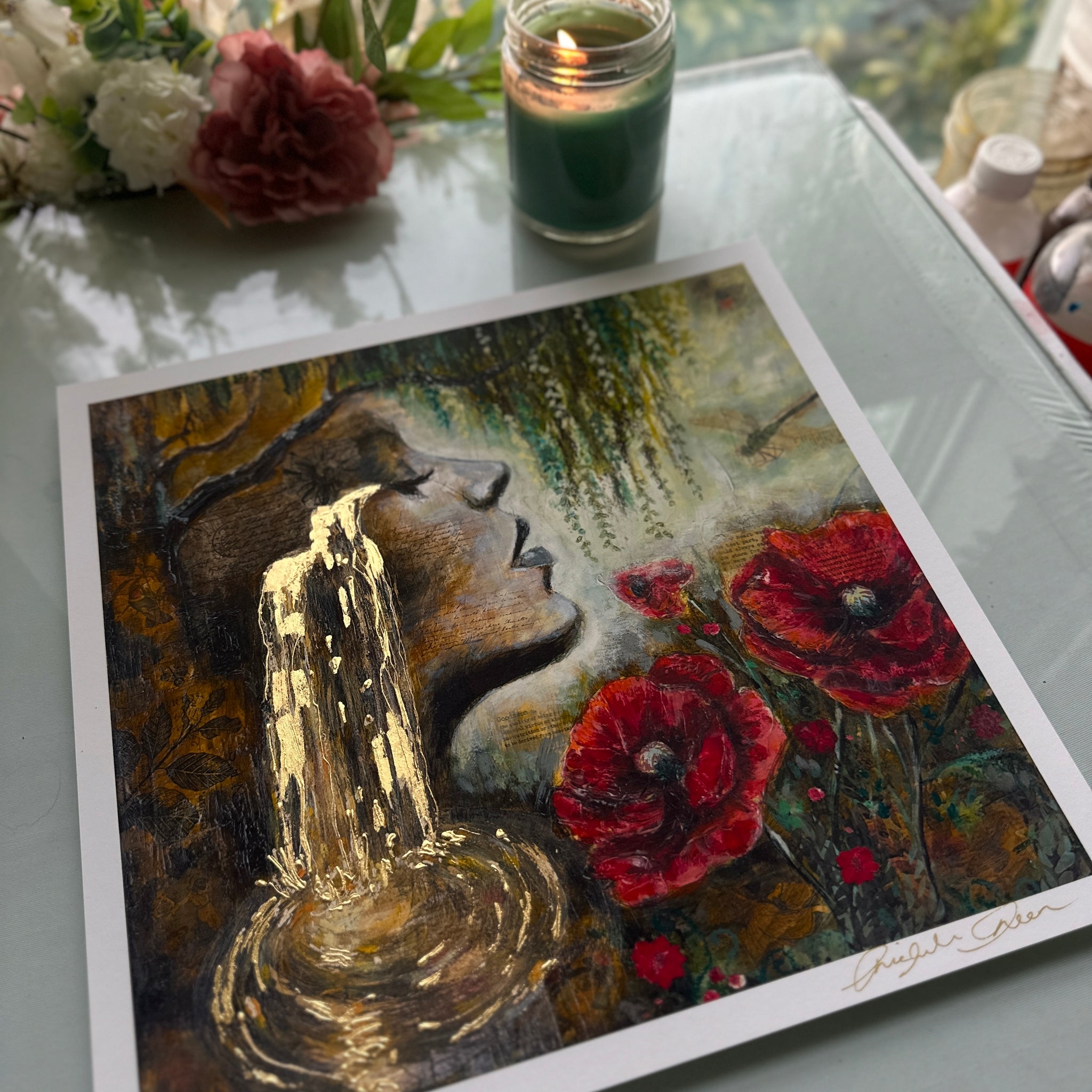 "The Wholeness Of Her Heart" LE Hand Embellished 24k Gold Print 12x12