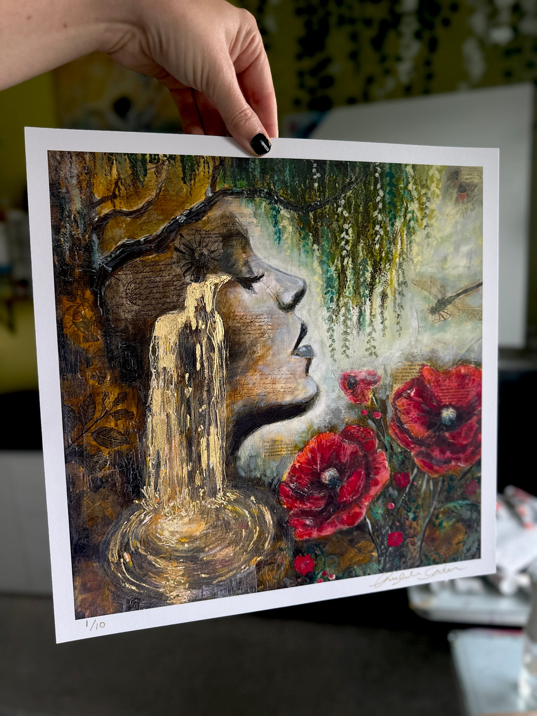 "The Wholeness Of Her Heart" LE Hand Embellished 24k Gold Print 12x12