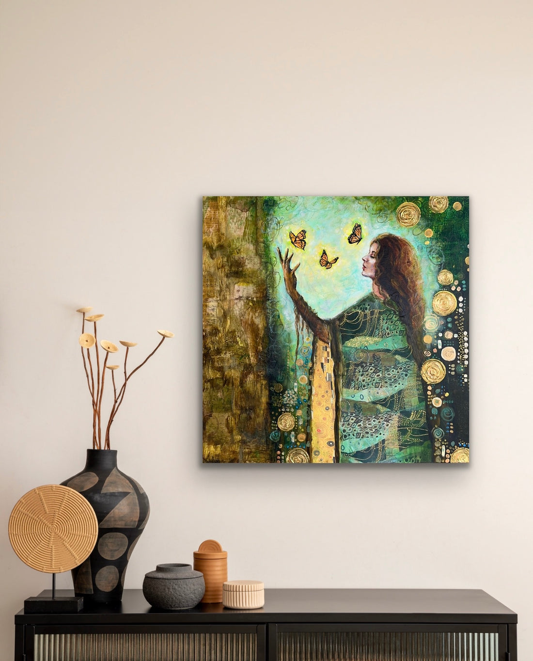 "Moss And Memory" Original Mixed Media Painting On 24x24 Canvas
