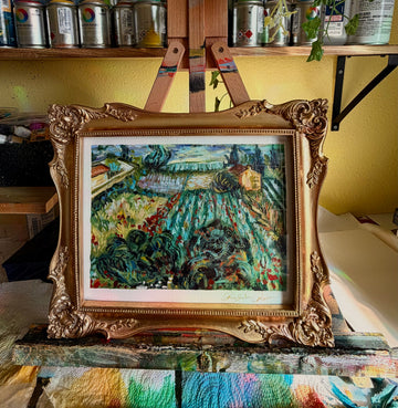 Van Gogh Study on 10x8 Arches Watercolor Paper Framed Signed