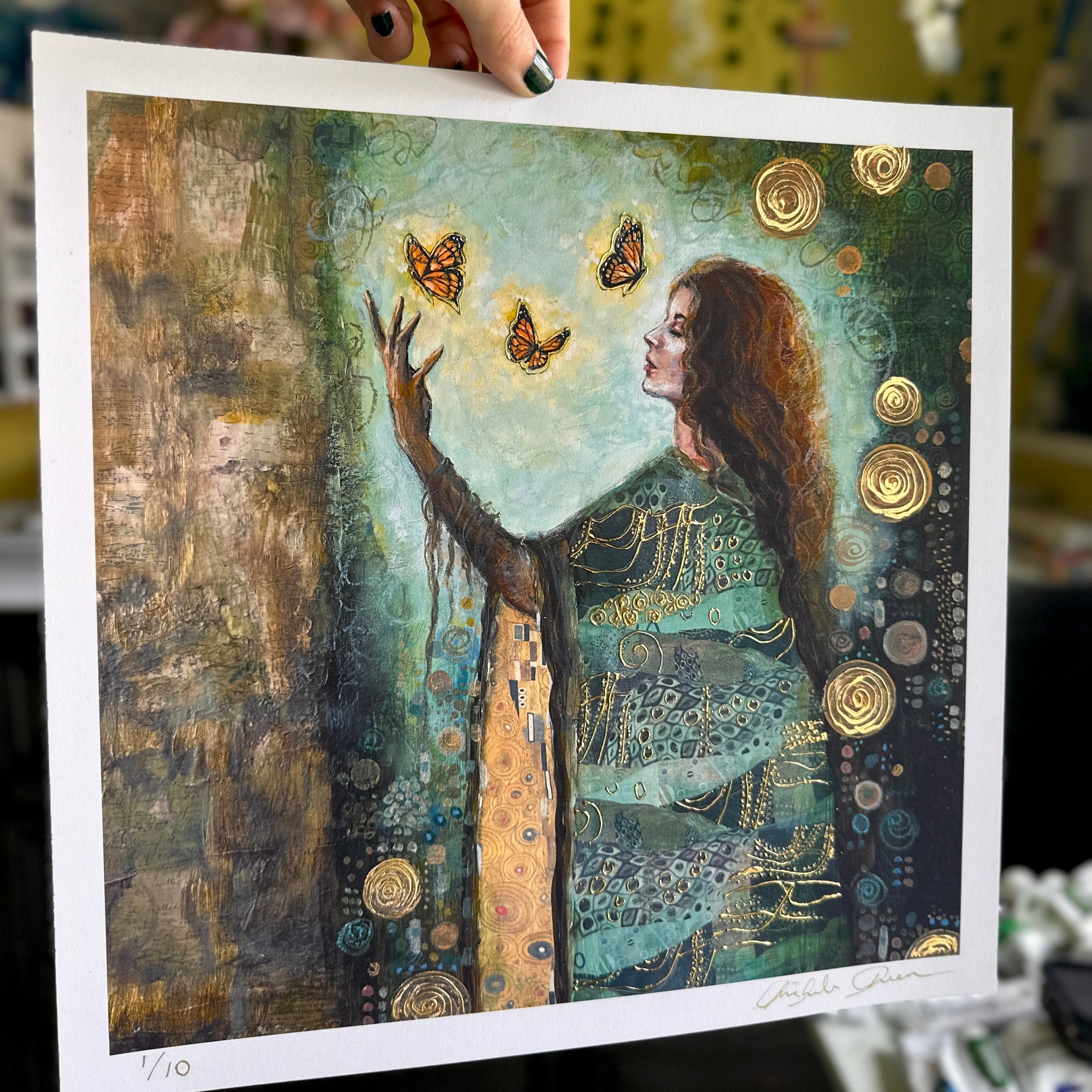 "Moss And Memory" LE Hand Embellished Signed Print 12x12