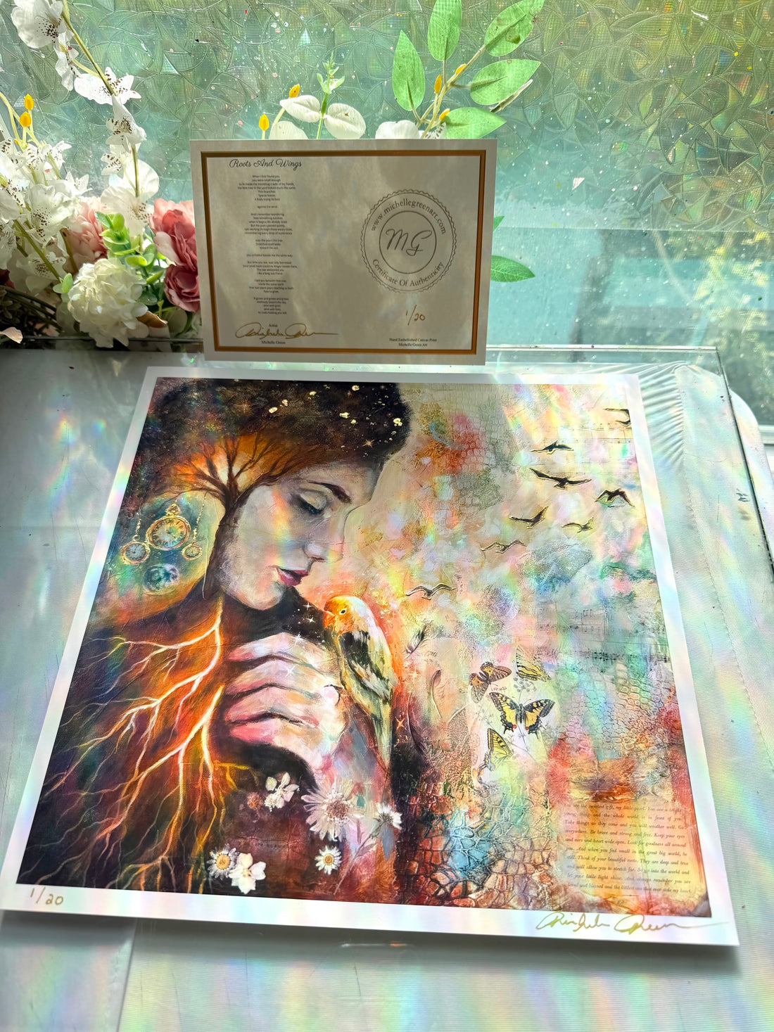 "Roots And Wings" Hand Embellished LE Print 12x12