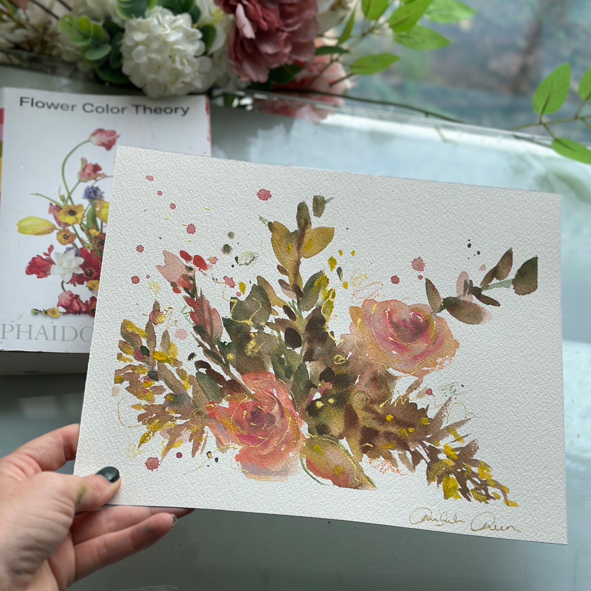 "Summer Bloom" Original Watercolor Mixed Media 8x10 Signed