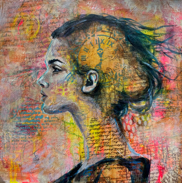"Divine Timing" Original Mixed Media On 12x12 Wood Canvas