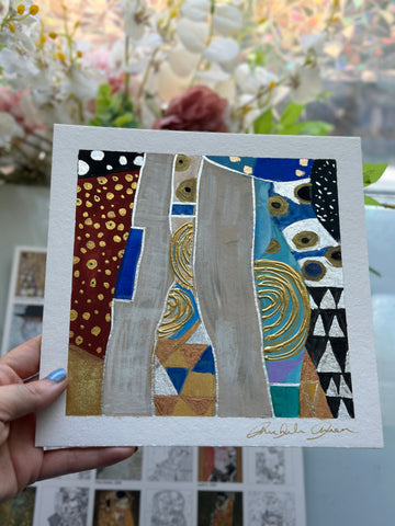 "Gustav Klimt Study #2" Original 8x8 Mixed Media Painting