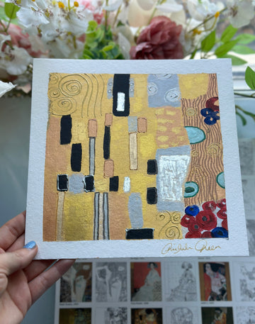 "Gustav Klimt Study #4" Original 8x8 Mixed Media Painting