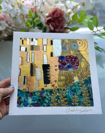 "Gustav Klimt Study #5" Original 8x8 Mixed Media Painting