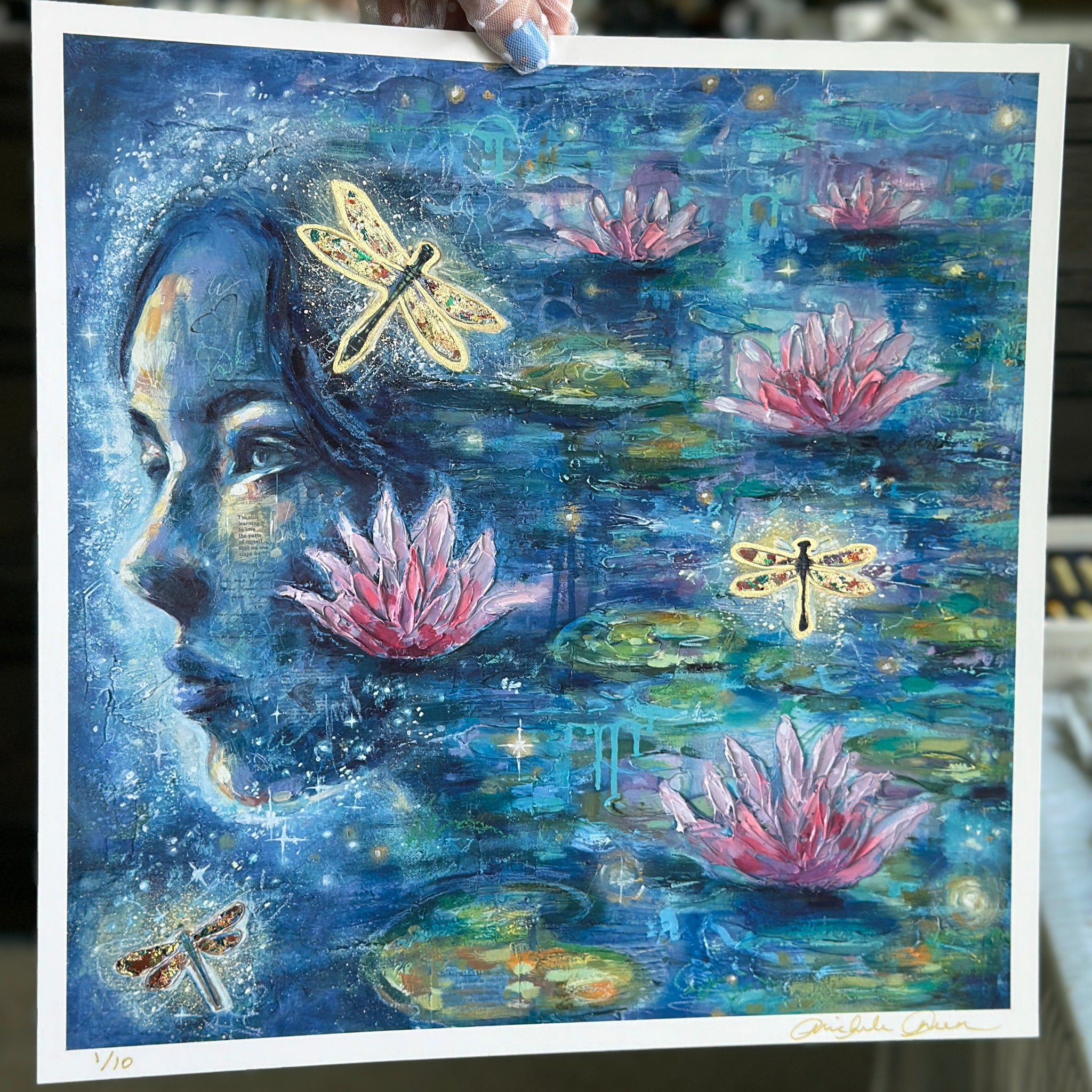 "Still Waters Run Deep" Limited Edition Hand Embellished Print 12x12