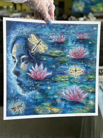 "Still Waters Run Deep" Limited Edition Hand Embellished Print 12x12