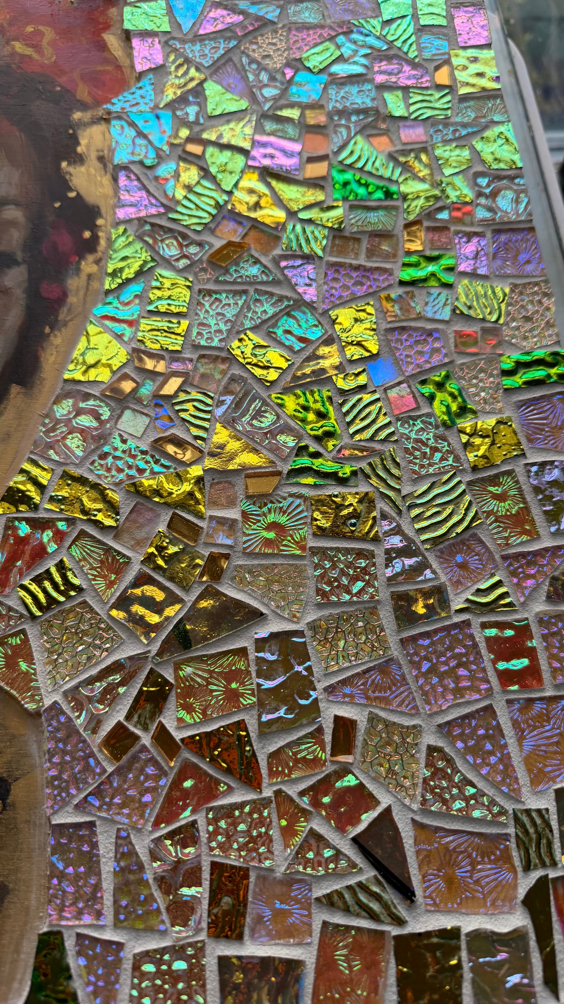 Mosaic artwork with multicolored tiles