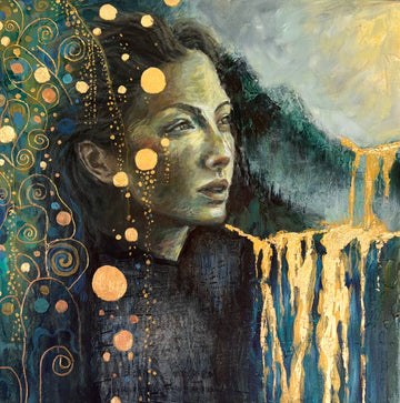 "Midas Heart" Original Mixed Media painting On 24x24 Canvas