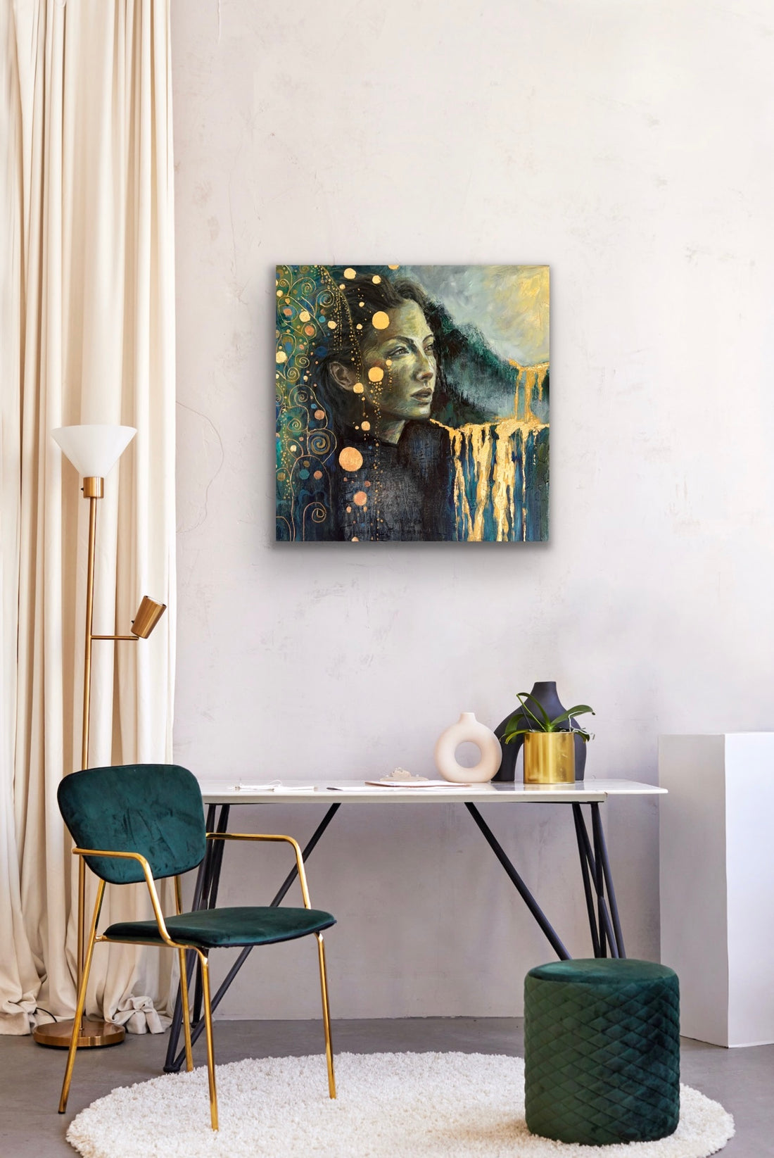 "Midas Heart" Hand Embellished Canvas Print
