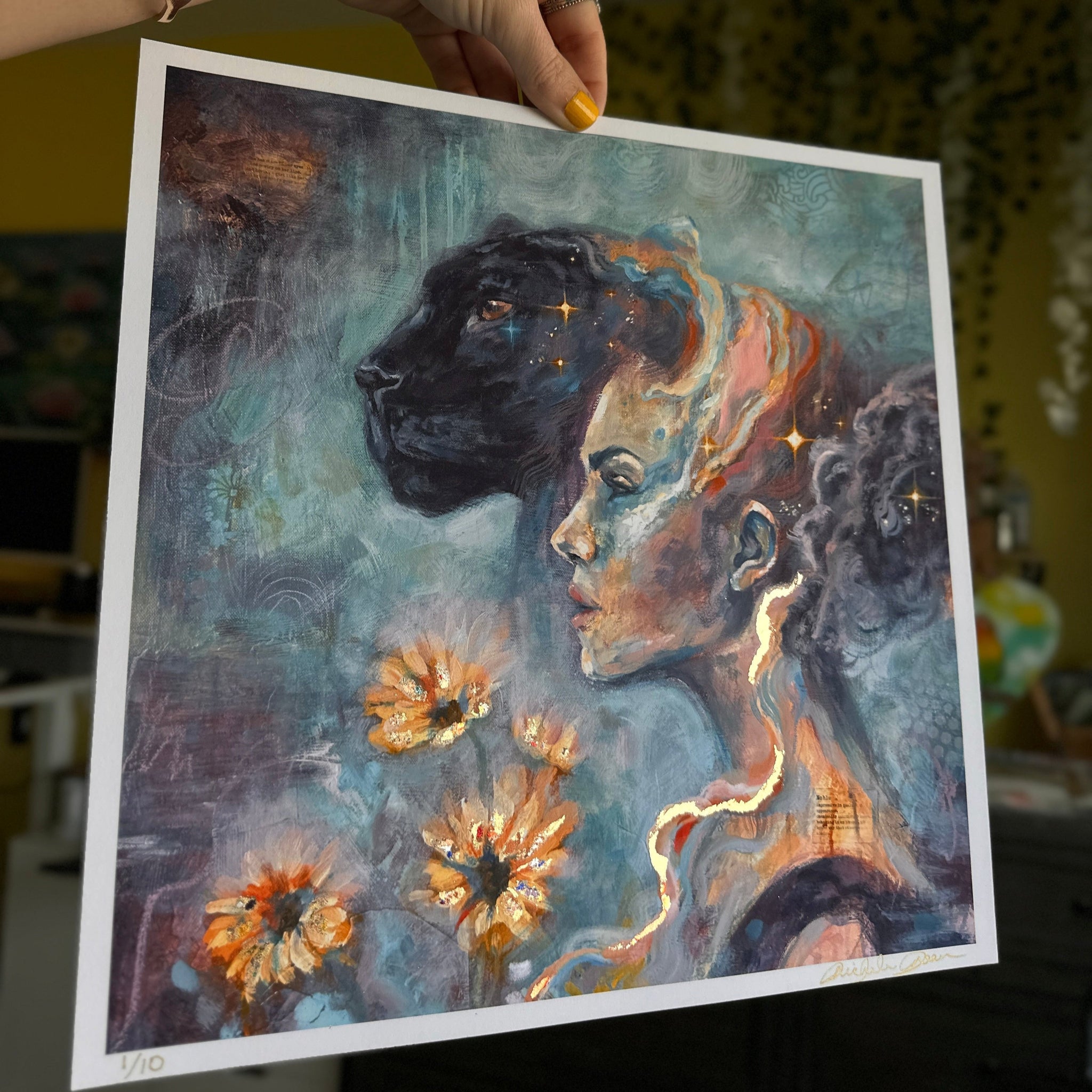 "Guardian of Dreams" Limited Edition Hand Embellished Print 12x12