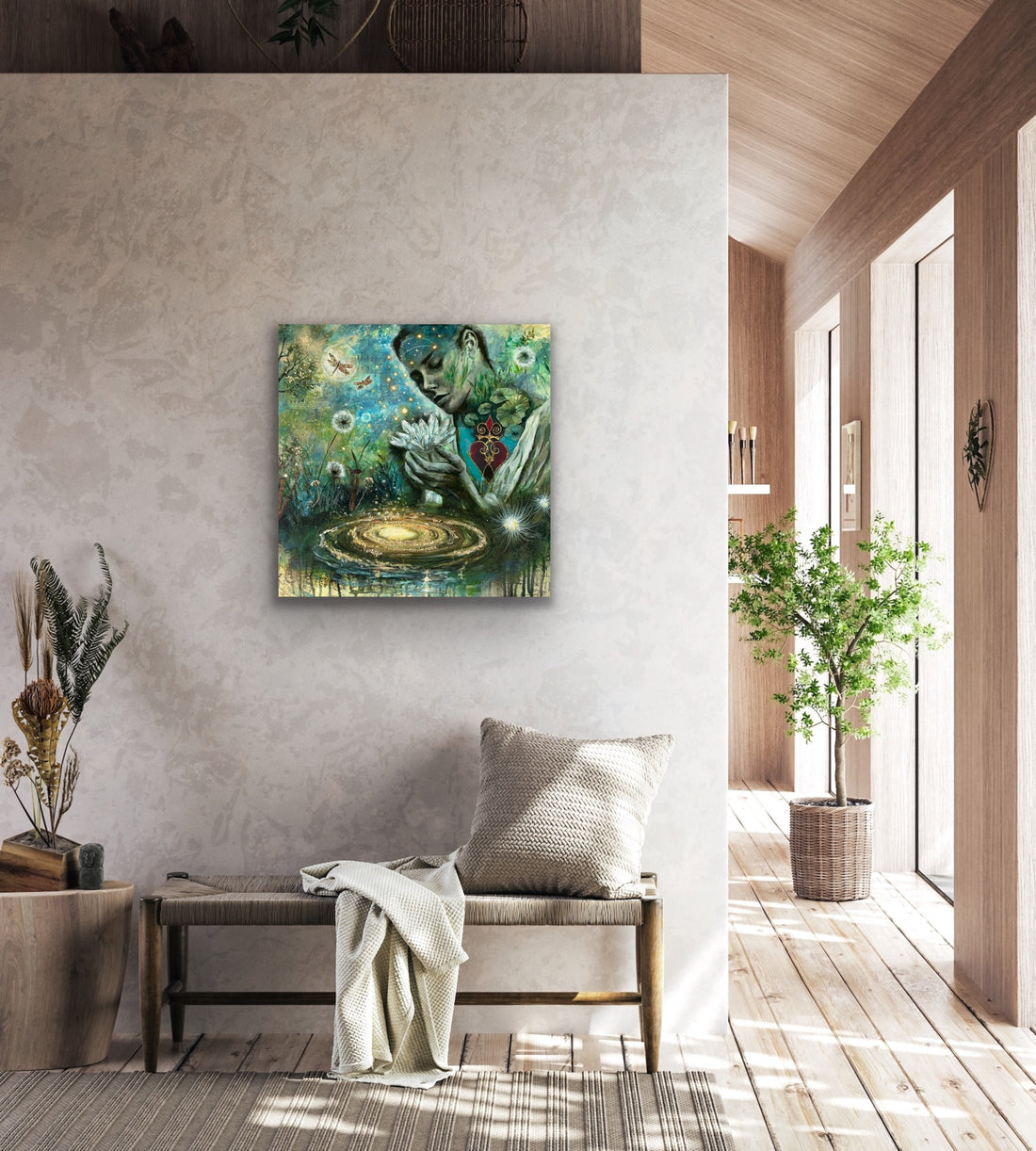 "The Light She Carried" Original Mixed Media Painting 20x20 Canvas