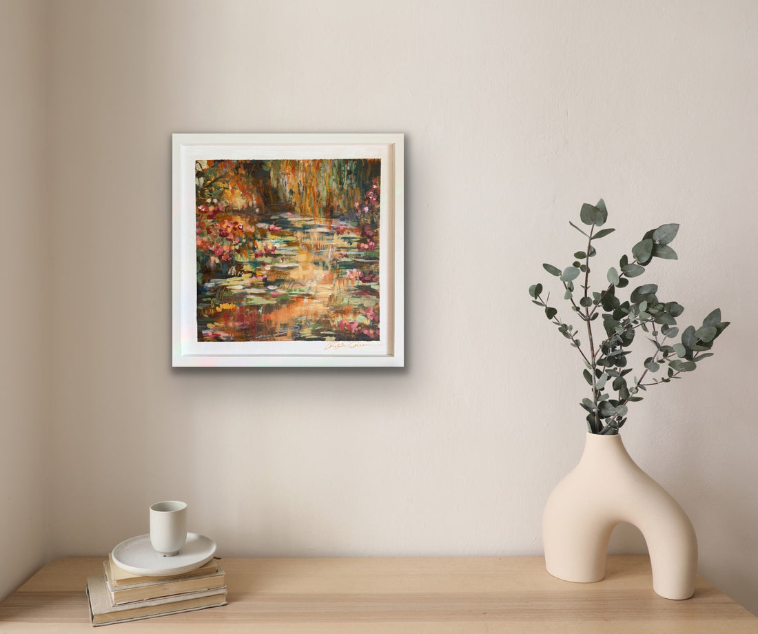 Framed Autumn Monet Study Original Painting 13x13