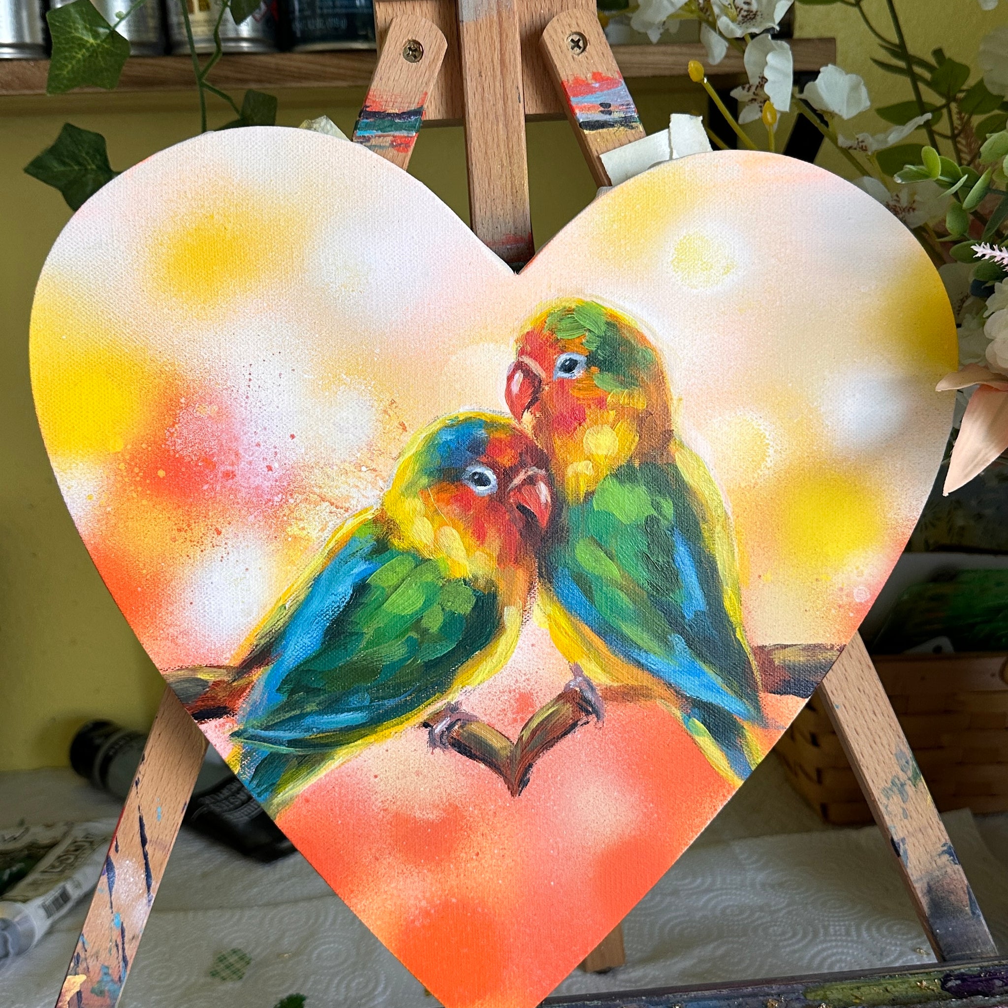 "You Are My Sunshine" 12x12 Original Acrylic Painting on Heart Canvas