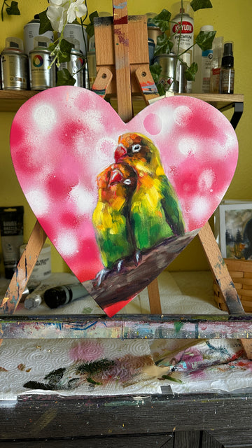 "Kindred Wings" Original Acrylic Painting On 12x12 Heart Canvas