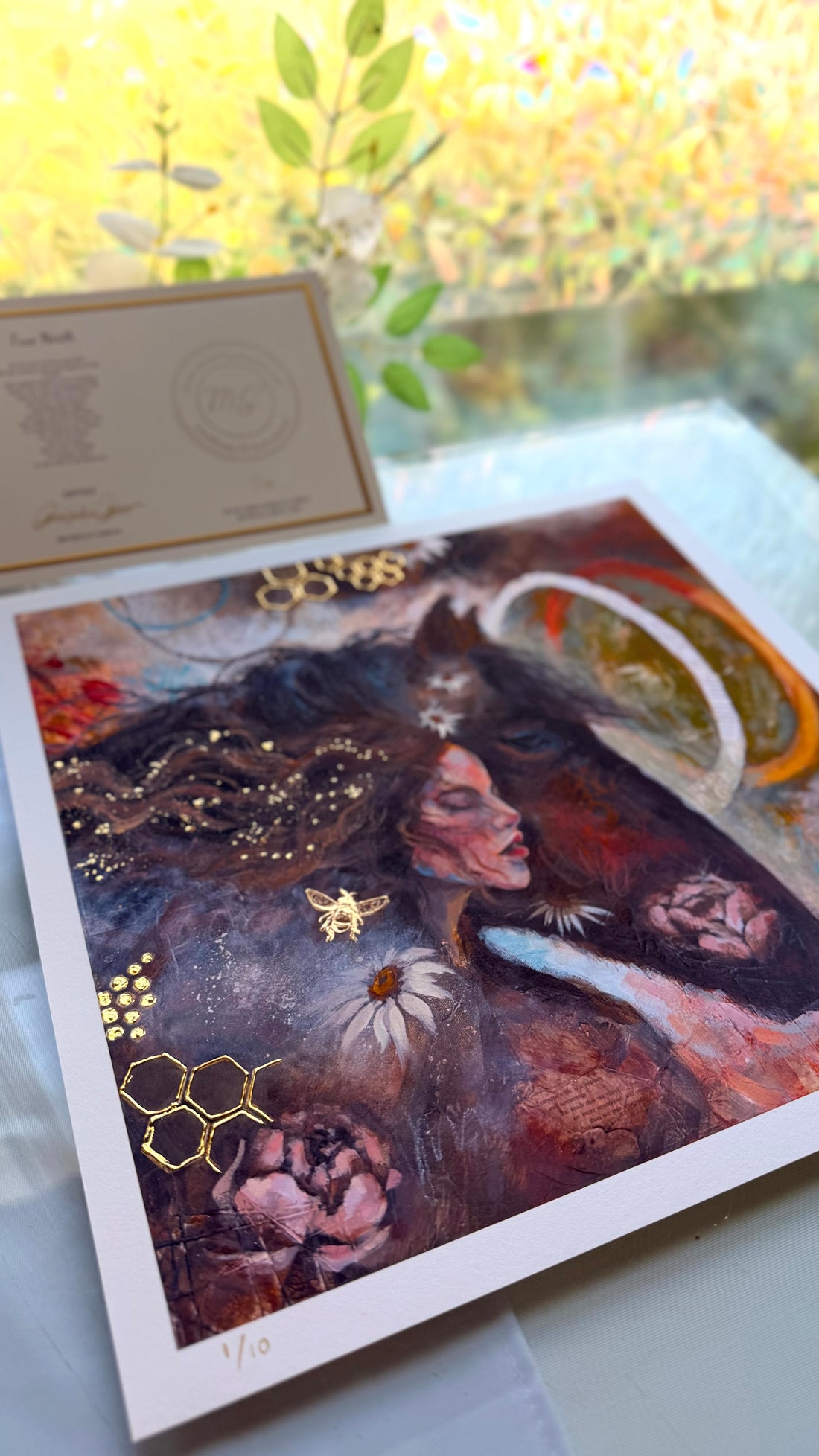 "True North" LE Hand Embellished 24k Gold Print 12x12