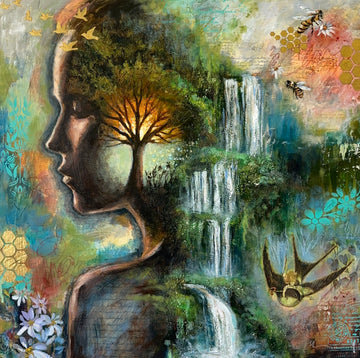 "After The Rain" Original Mixed Media Painting on 24x24 Canvas